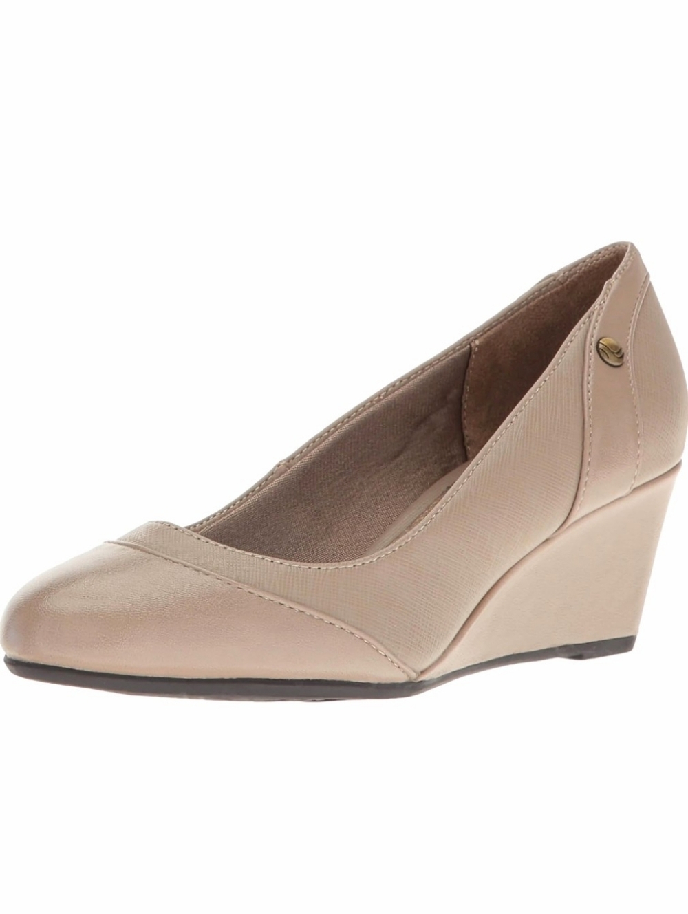 LifeStride Soft System Taupe Genuine Leather Wedge Heel Dress Shoes 8.5 Wide
